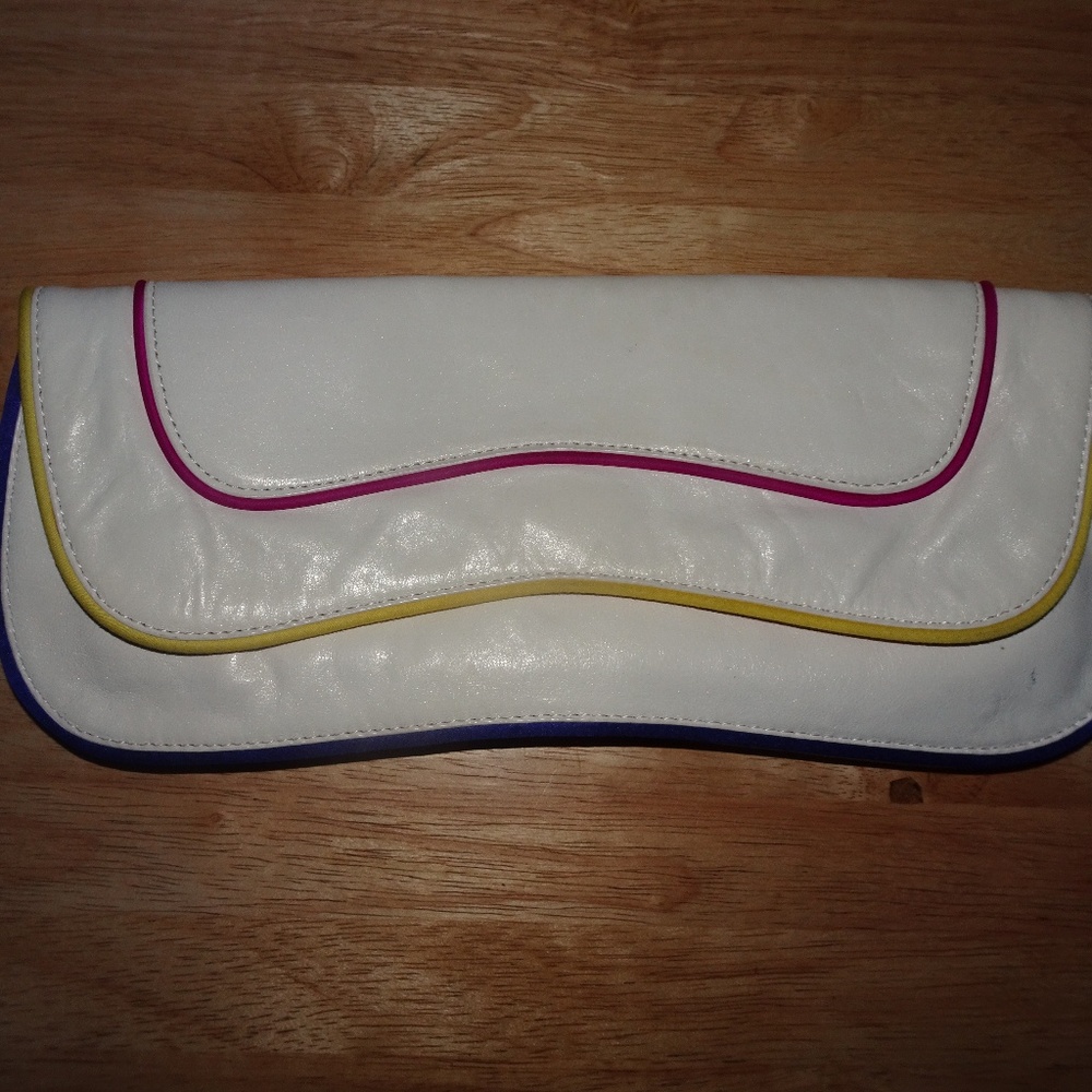 Kooba Cream Leather Clutch Handbag